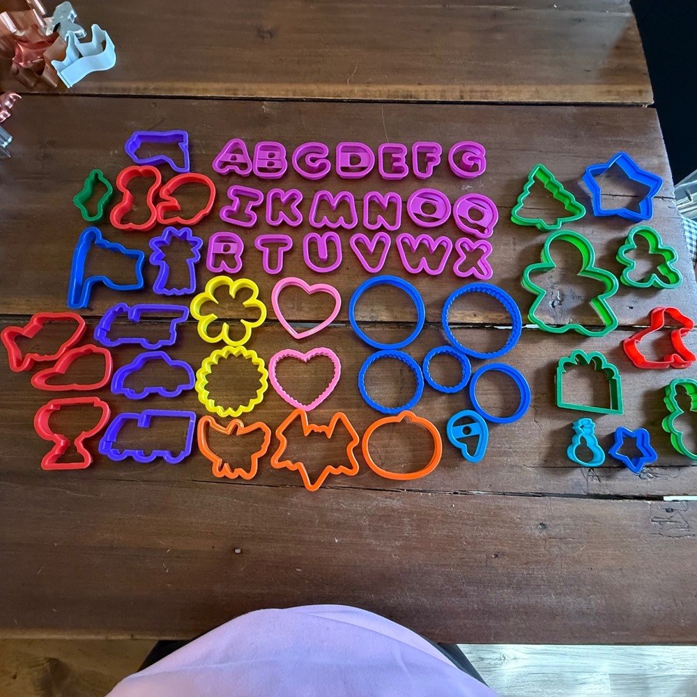 Cookie Cutters Lot of 53 Alphabet Shapes Holiday Baking Supplies Plastic Crafts